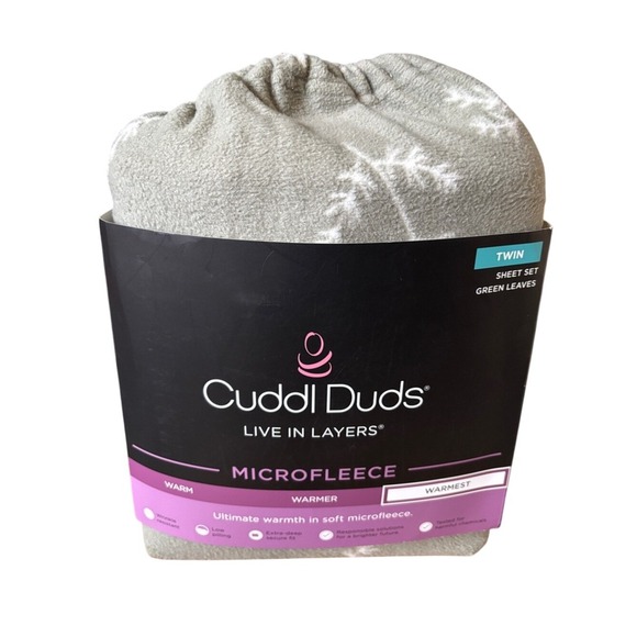 Cuddl Duds Other - Cuddl Duds Twin Microfleece Sheet Set Green & White Leaf Print GIFT NEW